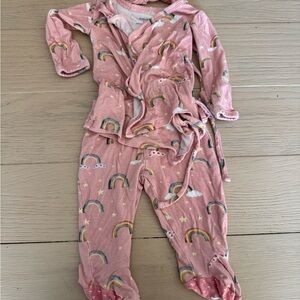 Posh Peanut Pink Pajama Set with Rainbows